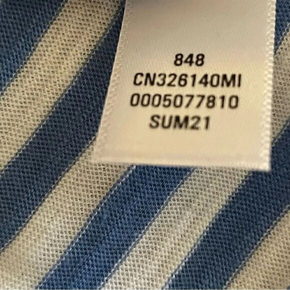 Caslon, Short Sleeve Corton Rounded V-Neck Tee, White-Blue Stripe Size XXS - Picture 11 of 14